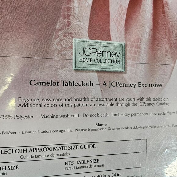 Vint JC Penney Tablecloth Table Linen Rectangle Oblong Pink 60x104" Floral Decor - Picture 8 of 11